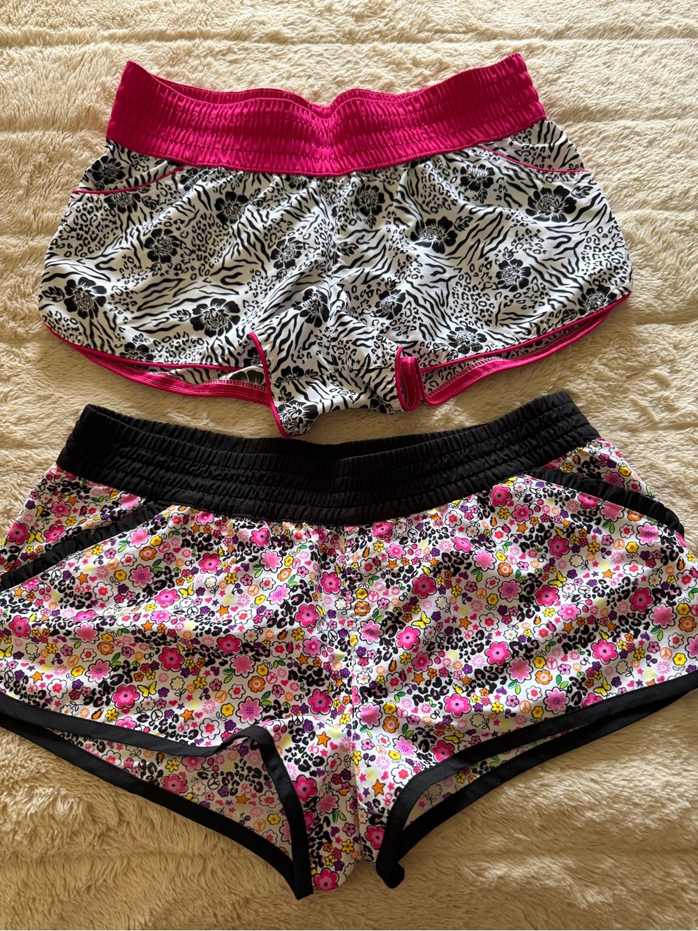 OP Women's Floral and Animal Print Athletic Shorts - Pink and Black